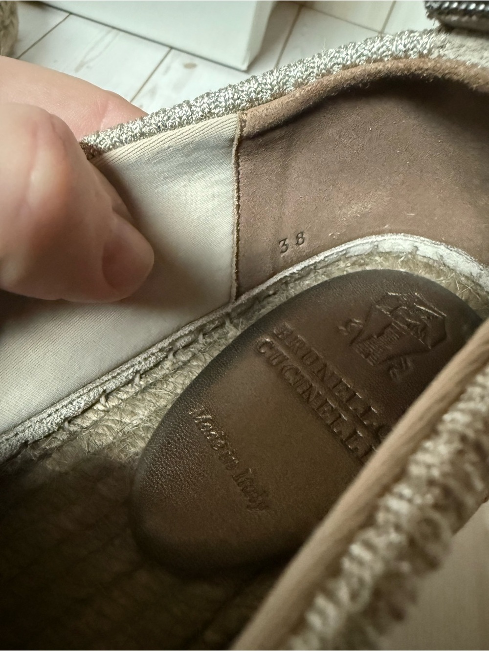 Brunello Cucinelli Monili Detail Metallic Espadrille Flats Sz 38 / 8 - Picture 11 of 12